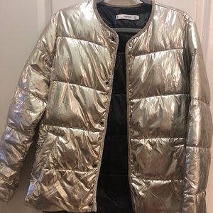 Silvery-gold Puffer Coat - Mango L